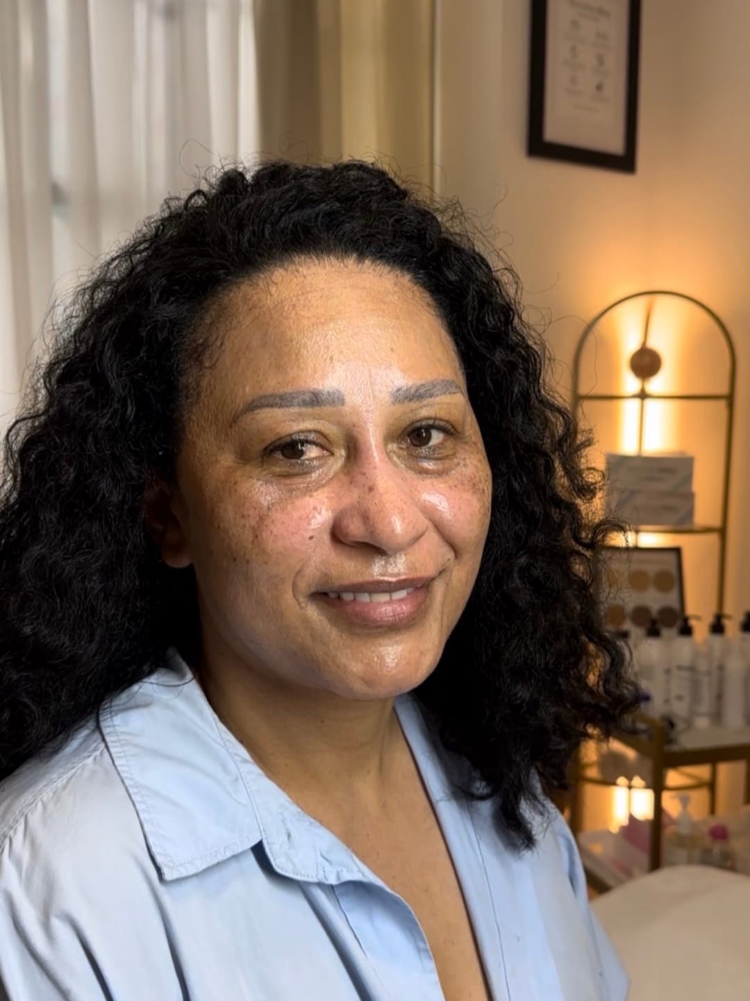 Melatone Skin Clinic Battersea client with healthy, even-toned skin