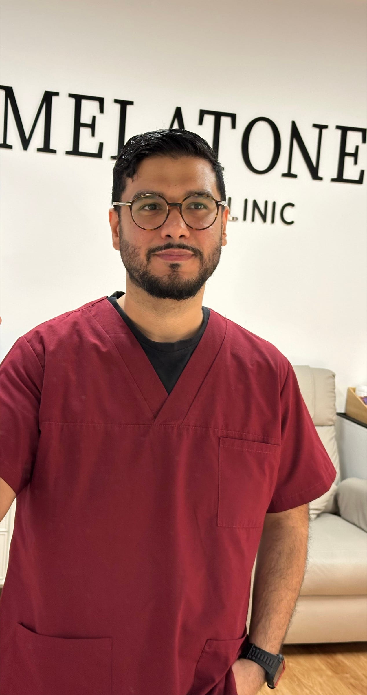 Arman Zaki, Founder of Melatone Skin Clinic and GMC-registered Physician Associate, in clinic at Battersea