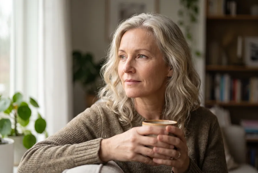 A woman representing hormone and menopause blood testing